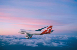 Qantas -  coucher de soleil  en vol