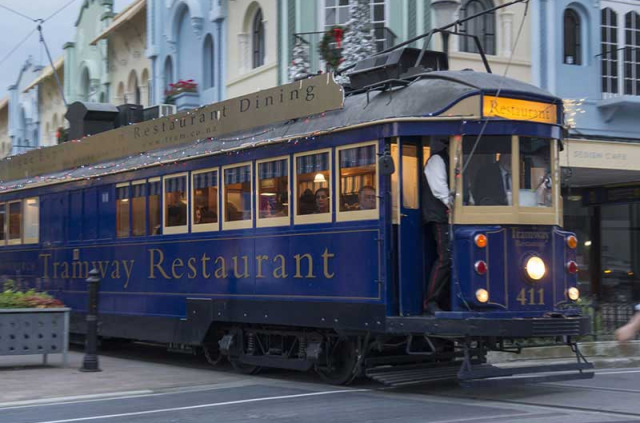 Nouvelle-Zélande - Christchurch - Dînez dans le tramway historique de Christchurch