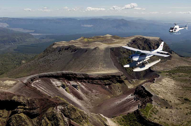 Nouvelle-Zélande - Rotorua - Mont Tarawera vu du ciel